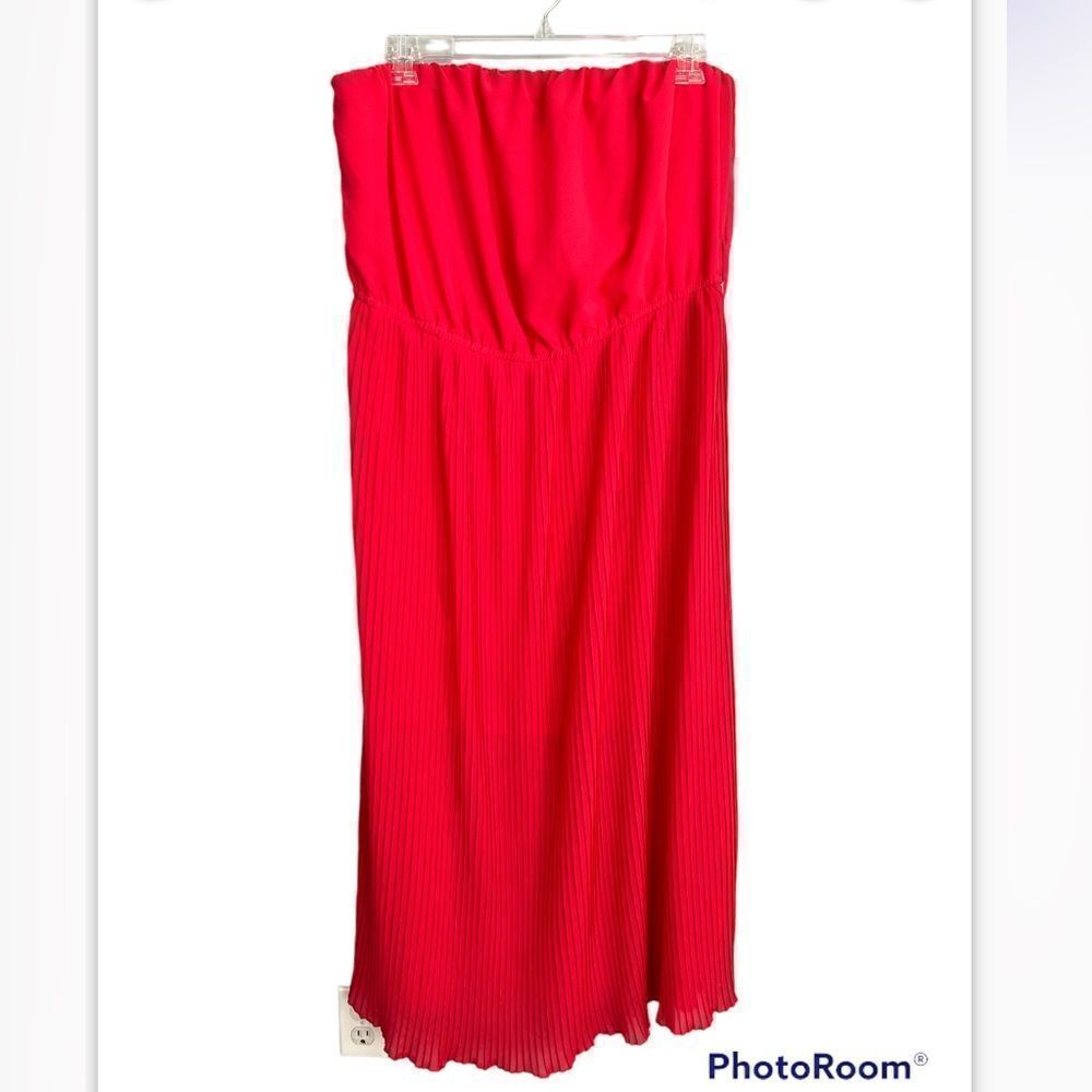 Women’s plus size 3X strapless pleated Spring Summer dress Pink